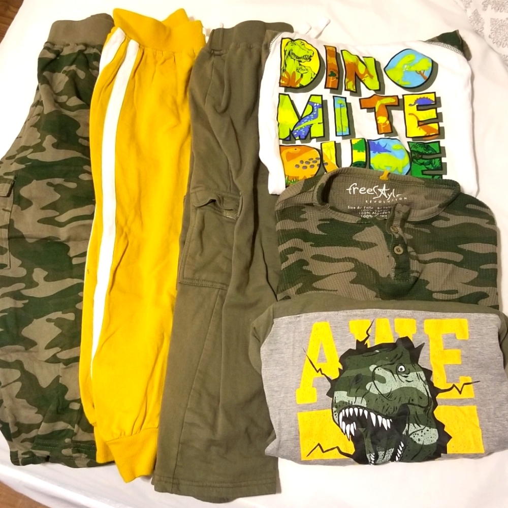 Three boys outfits size 6 long sleeve shirts and pants